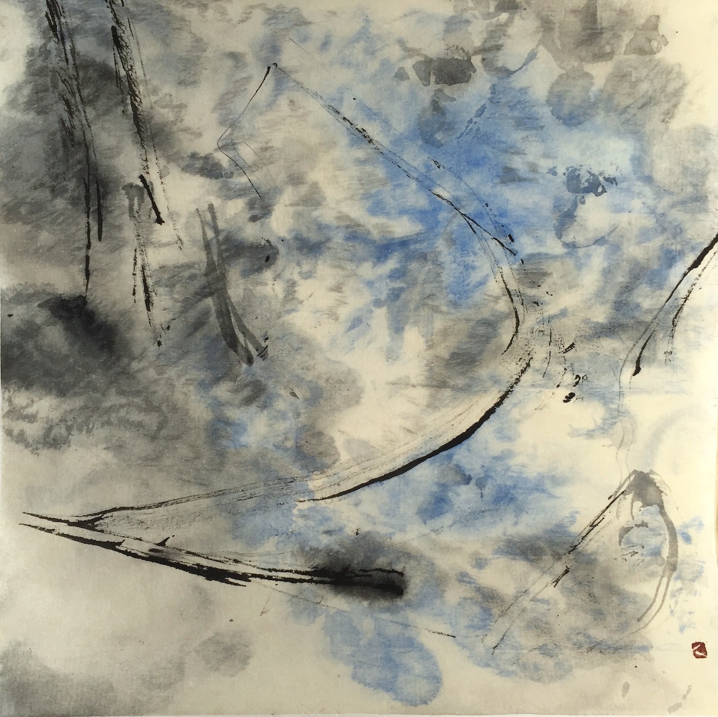 Cloud Rhythms 6 25 X 23 cms Sumi ink, acrylic 雲のリズム 6 墨アクリル　2020